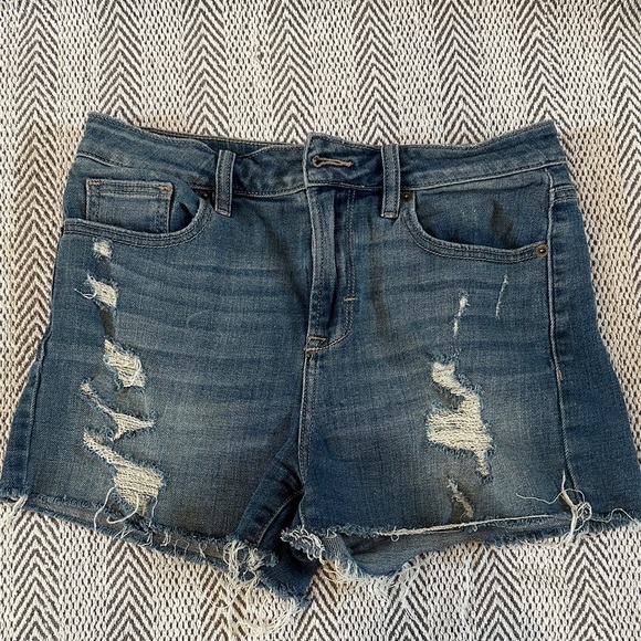 Carly Jean Los Angeles (CJLA) Blue Distressed Jean Shorts - Picture 1 of 7